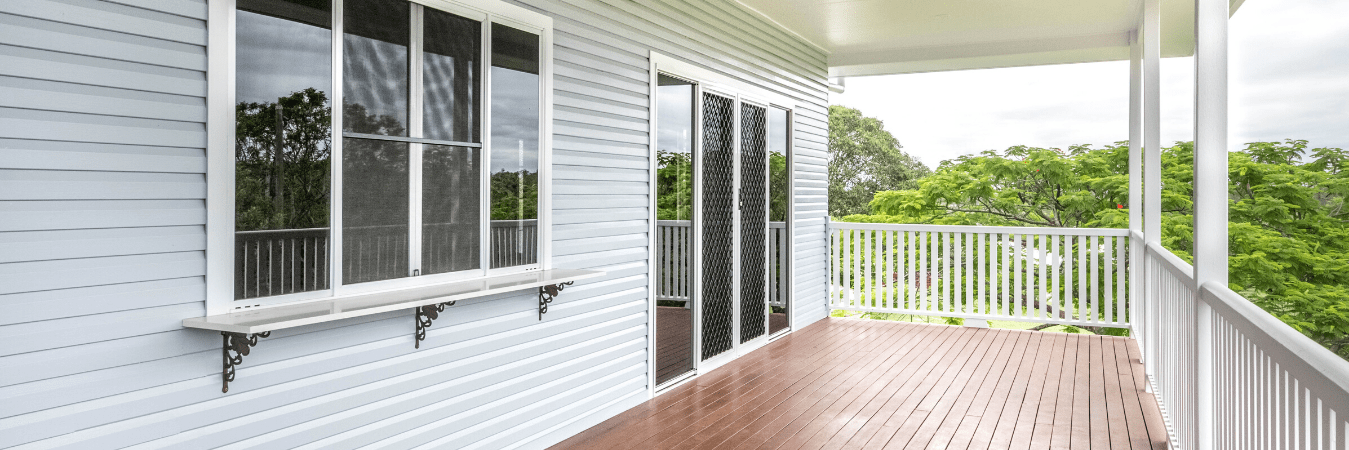 Covered verandah of a TJS home overlooking the garden